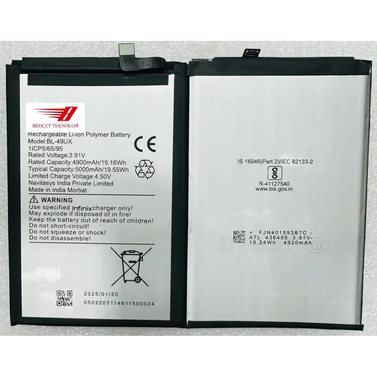 BL-49UX Kodlu Batarya Pil