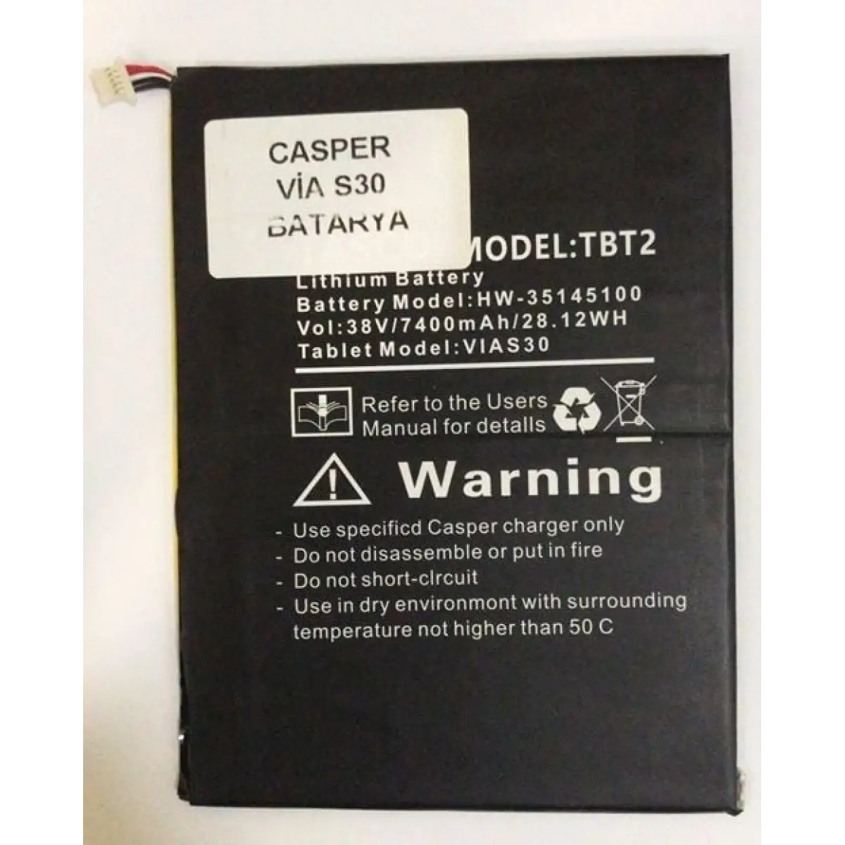 Casper Via L30 S30 Pil Batarya