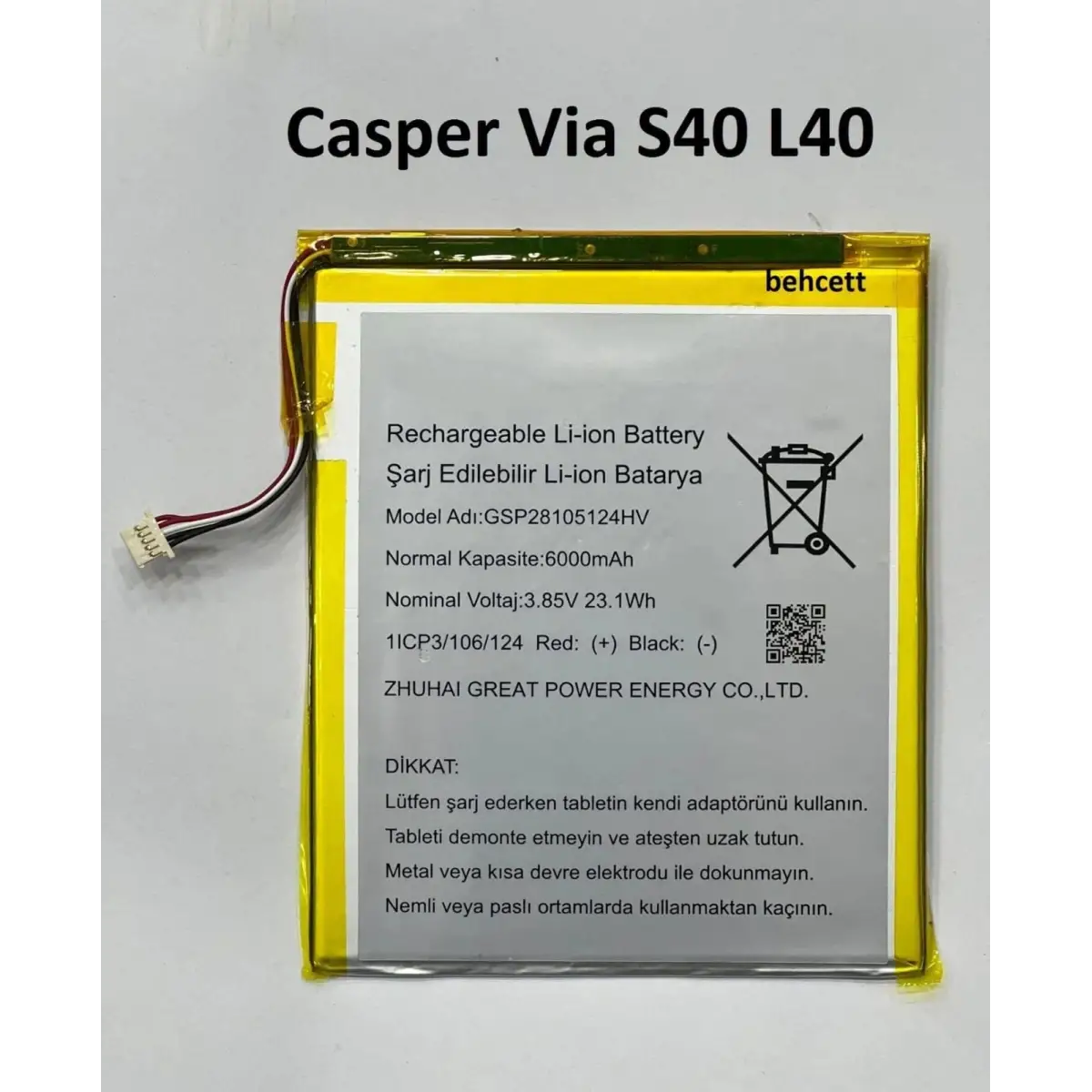 Casper Via S40 L40 Pil Batarya
