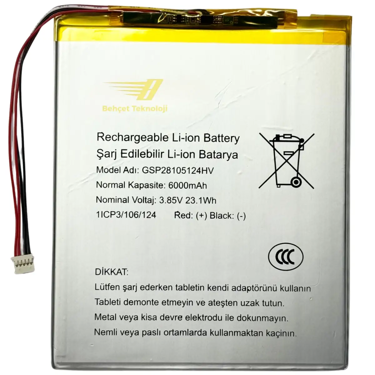 GSP28105124HV Kodlu Tablet Batarya Pil