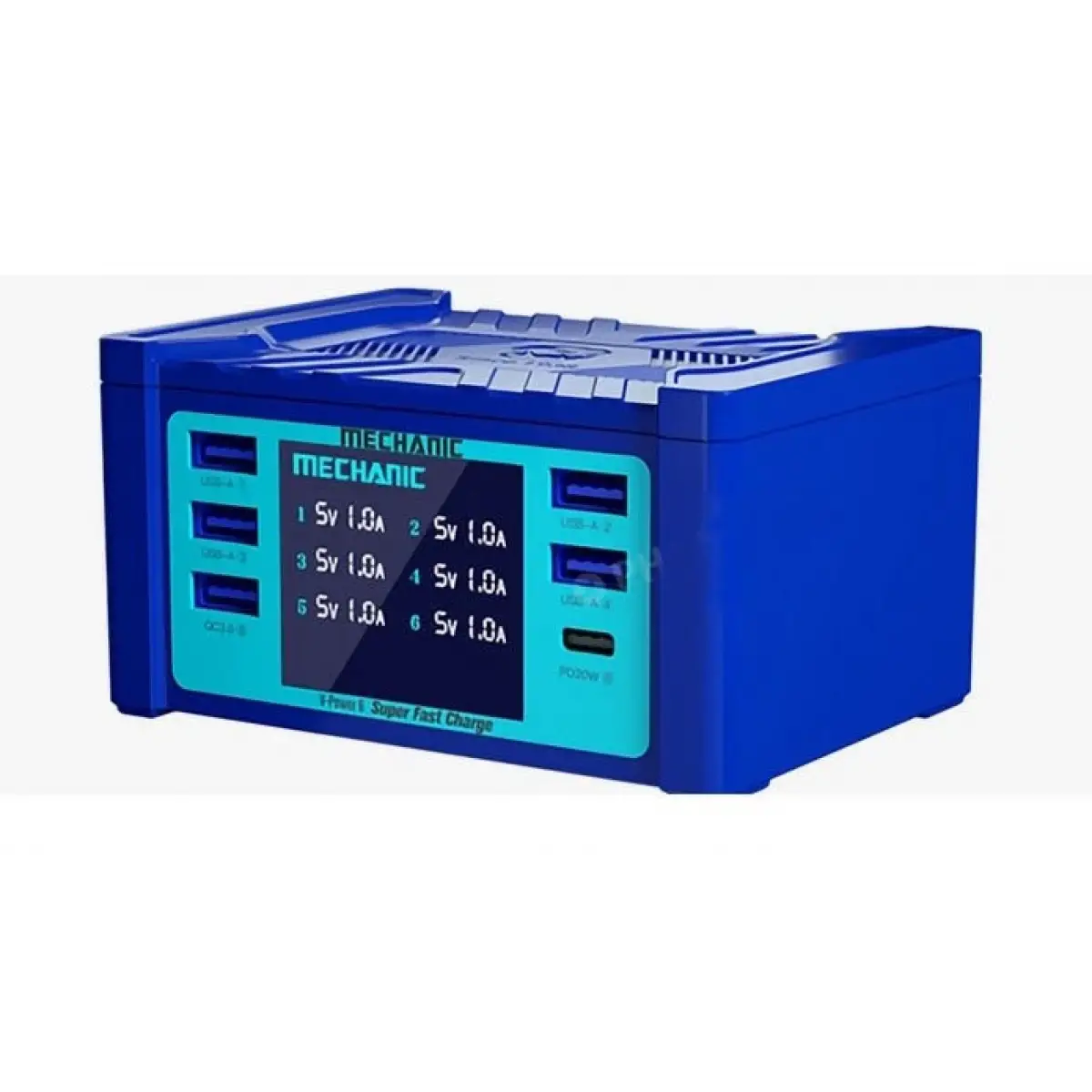 Mechanic 5 Port USB 1 Port Type-C Voltaj Ölçme Şarj İstasyonu 55W