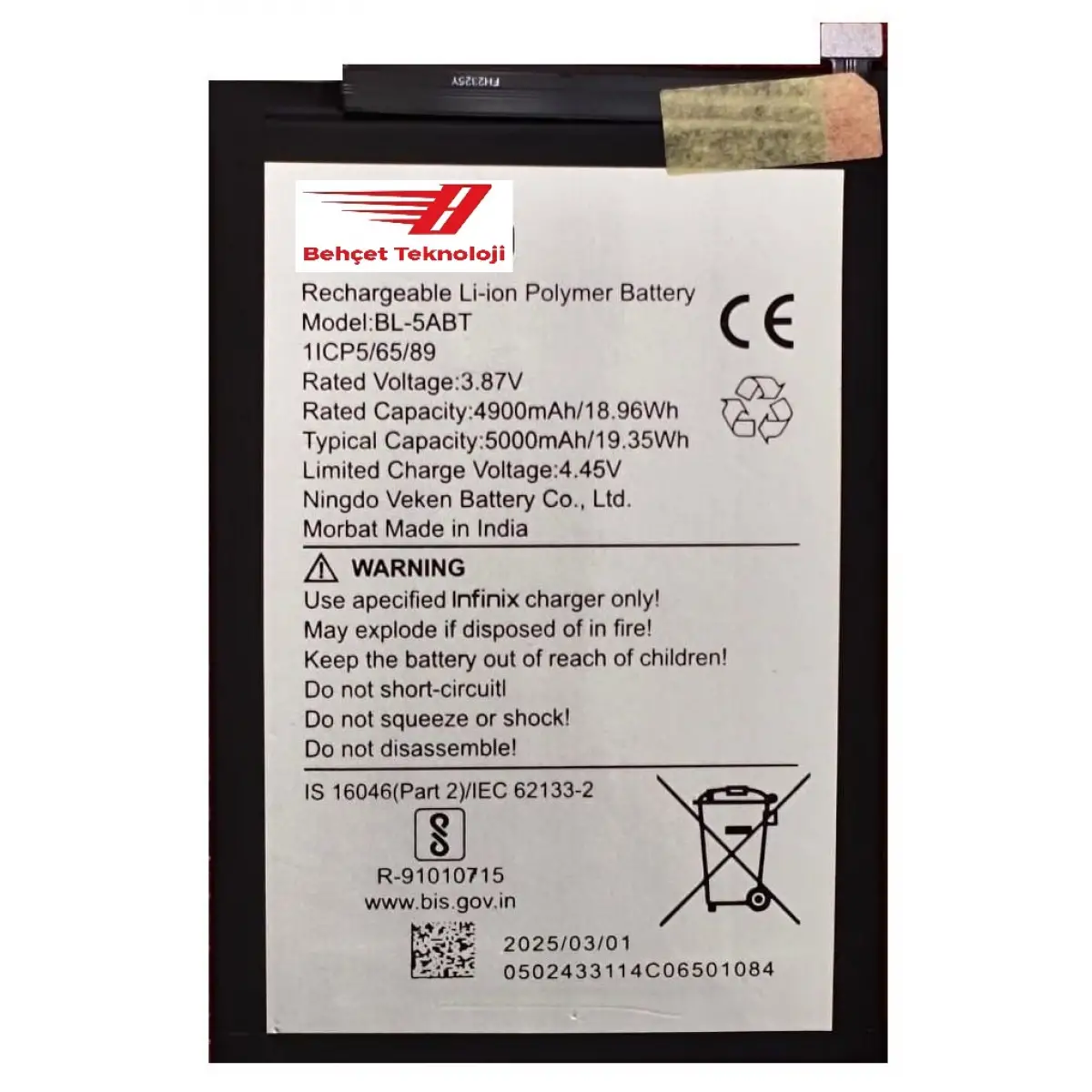 Tecno Spark 30C 4G KL5n Batarya Pil