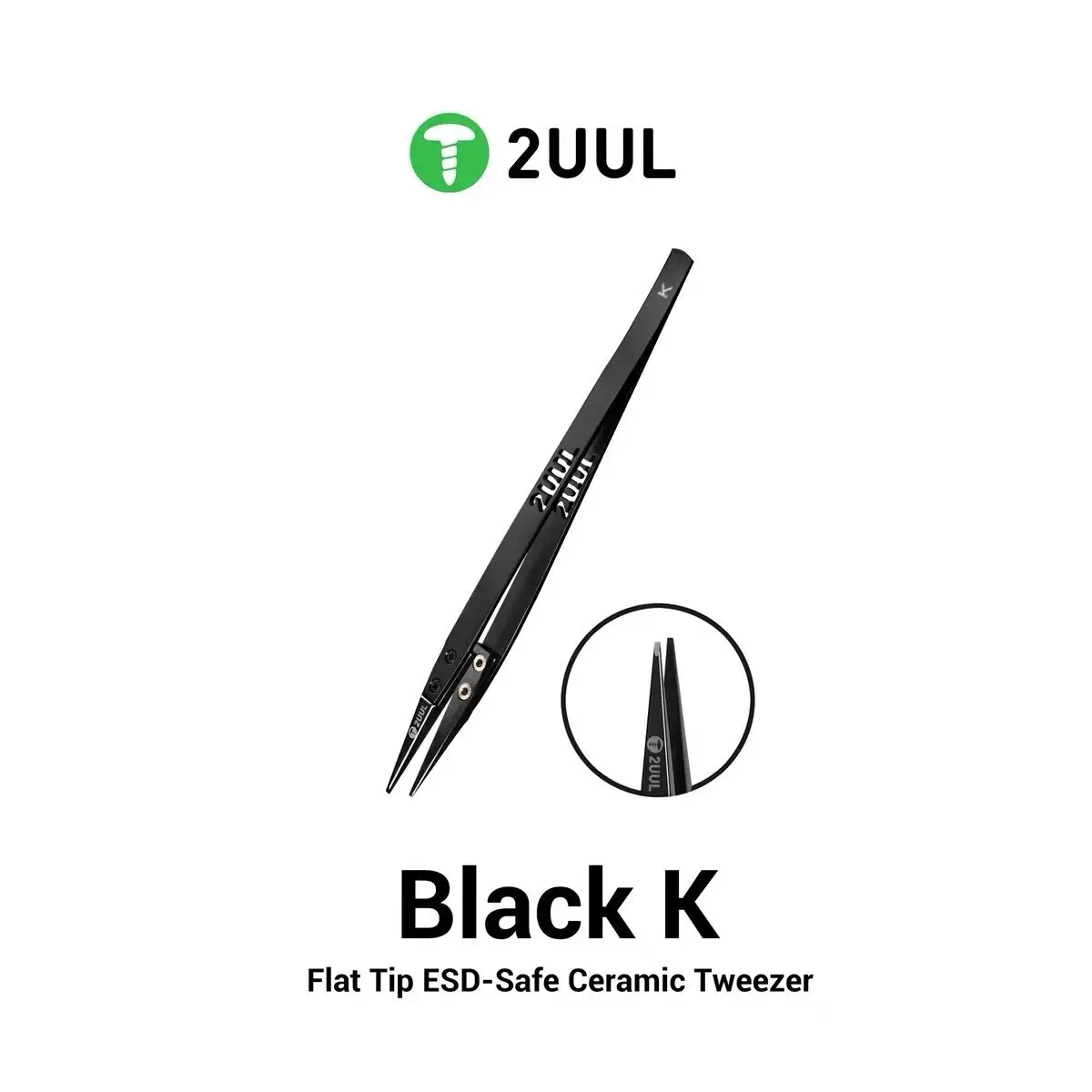 2UUL TW32 Siyah K Düz Uçlu ESD Güvenli Seramik Cımbız