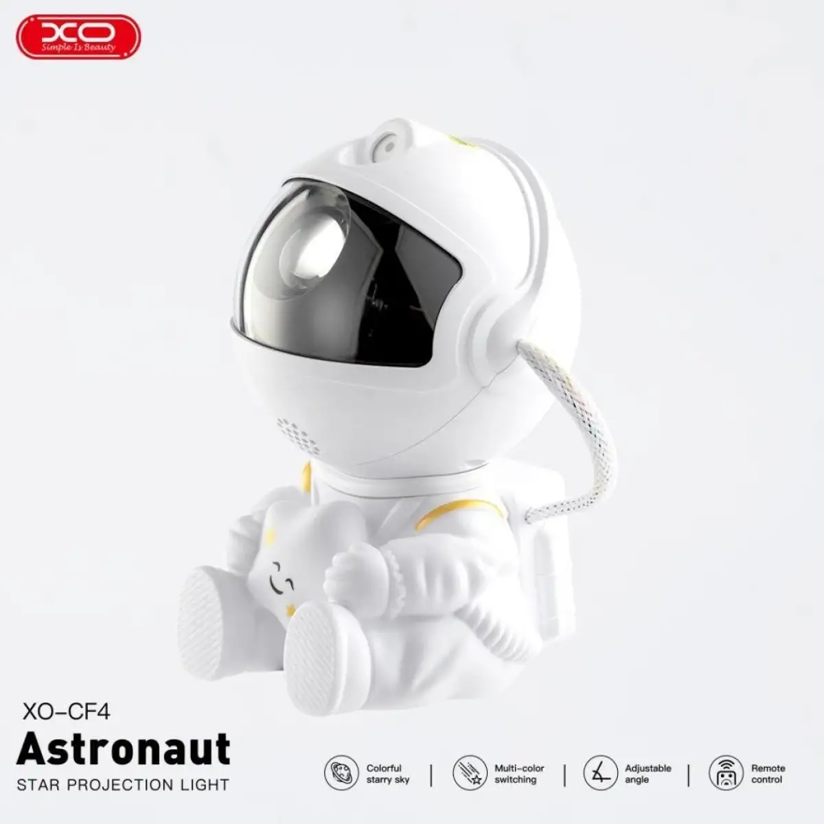 Astronot Temalı Yıldızlı Gökyüzü Projeksiyon Gece Lambası ve Bluetooth Hoparlör