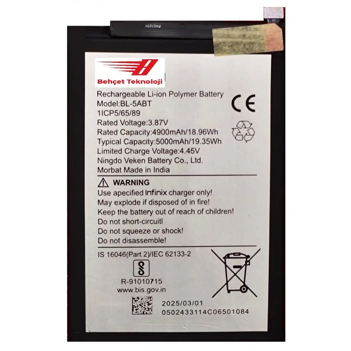 Tecno Spark 30C 4G KL5n Batarya Pil