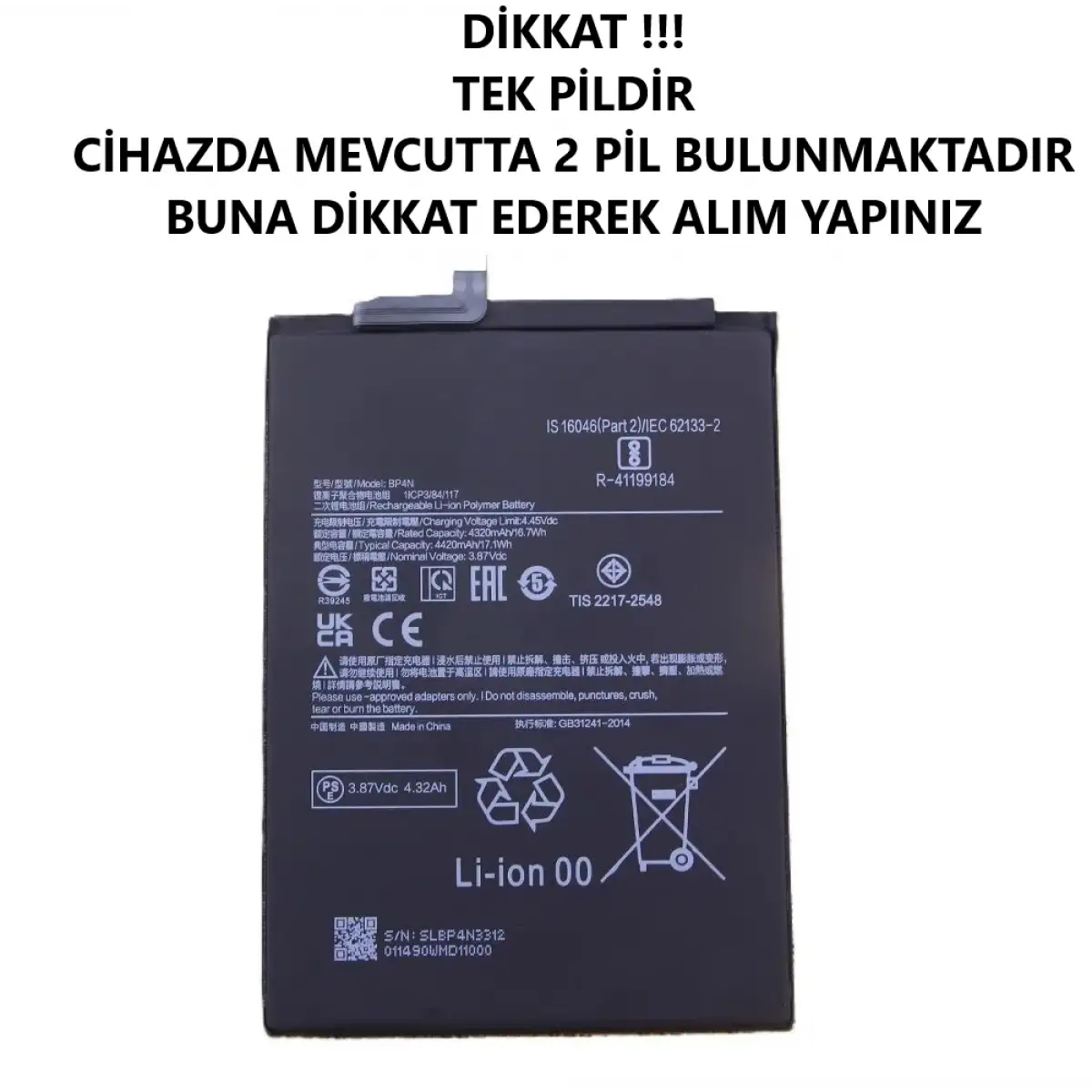 Xiaomi Pad 6 23043rp34g Xiaomi Pad 6 Pro Batarya Pil