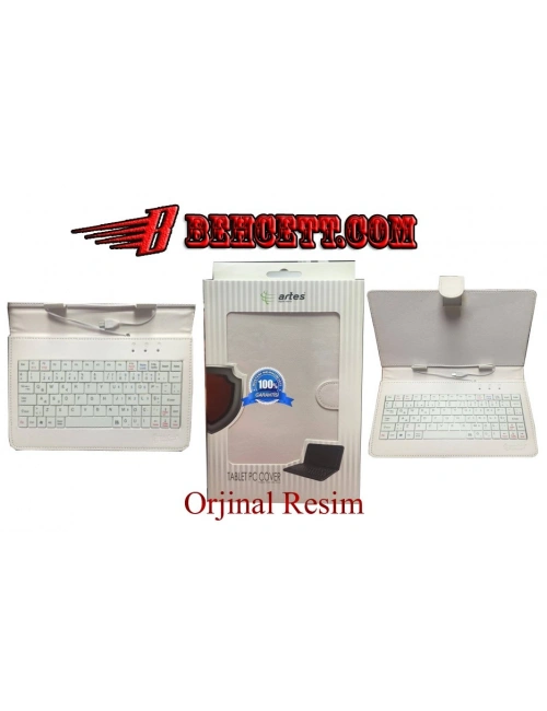 7 Klavyeli Tablet Kılıfı Beyaz