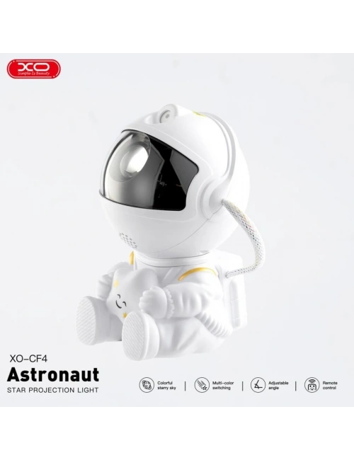 Astronot Temalı Yıldızlı Gökyüzü Projeksiyon Gece Lambası ve Bluetooth Hoparlör
