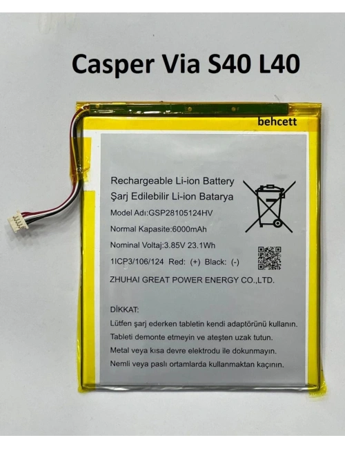 Casper Via S40 L40 Pil Batarya