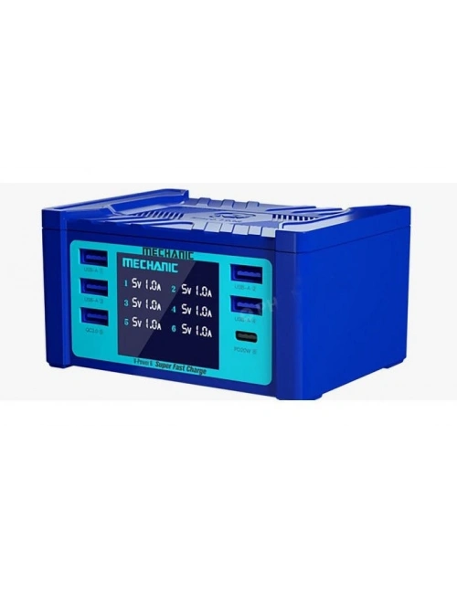 Mechanic 5 Port USB 1 Port Type-C Voltaj Ölçme Şarj İstasyonu 55W