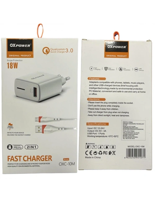 Oxpower OXC-10M Usb Giriş Başlık + Micro Usb Kablo Şarj Seti