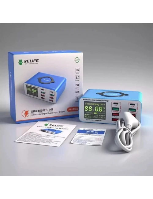 Relife RL-304S Usb-C 8 Portlu Kablosuz Şarj İstasyonu