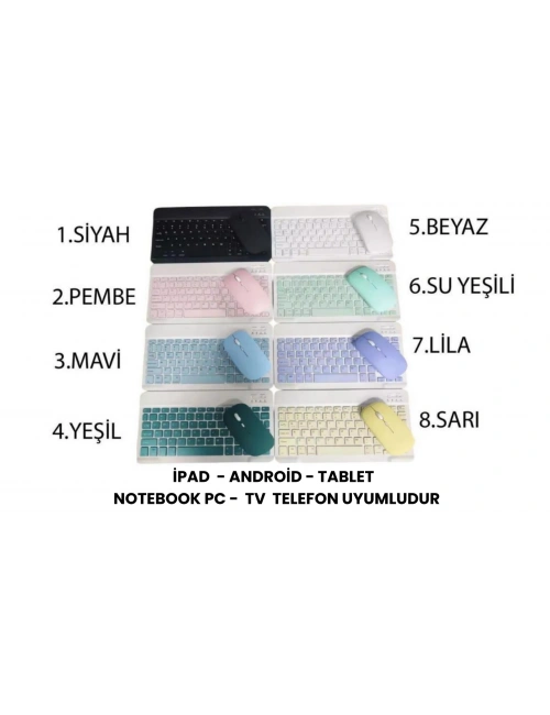 Tüm Cihazlara Uyumlu Kablosuz Bluetooth Klavye + Mause