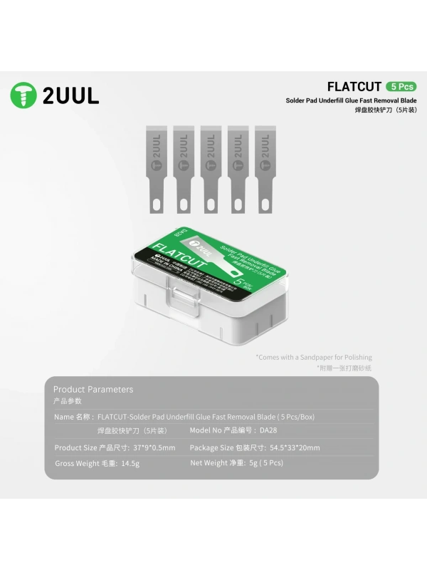 2UUL DA28 Flatcut Ic Lehim Pedi Alt Dolgu Tutkal Çıkarma Bıçağı