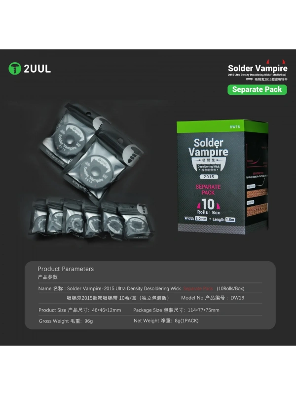 2UUL DW16 Solder Vampire Lehim Sökme Fitili