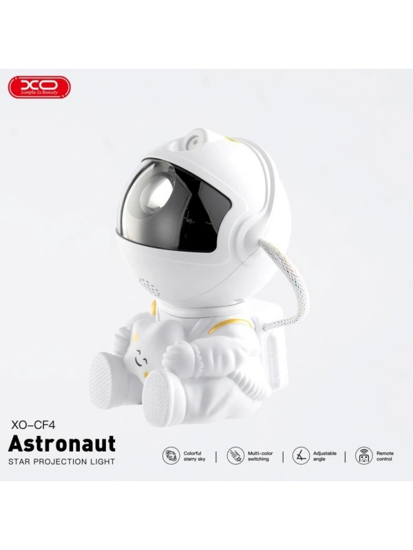 Astronot Temalı Yıldızlı Gökyüzü Projeksiyon Gece Lambası ve Bluetooth Hoparlör