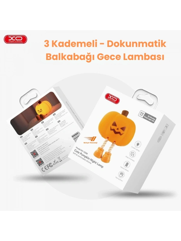 Dokunmatik Balkabağı Gece Lambası - 3 Kademeli Şarjlı Telefon Standı