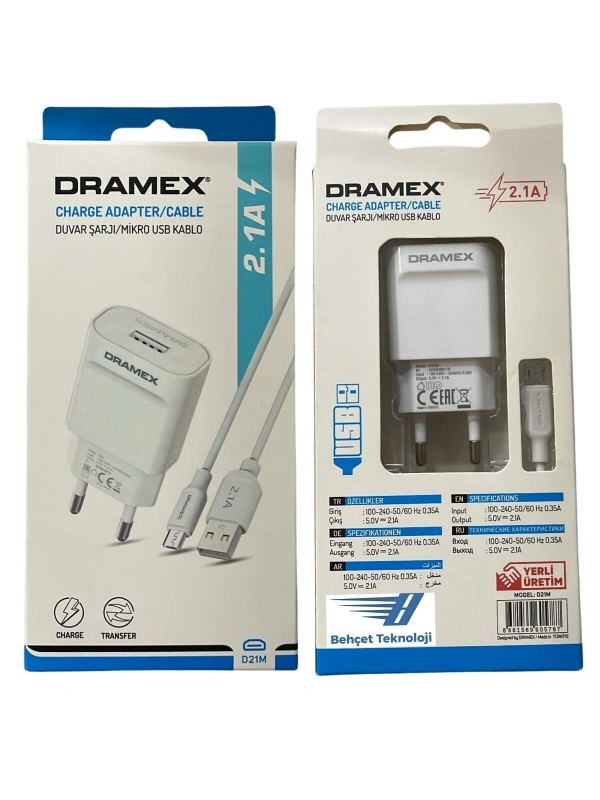 Dramex D21M 2.0 Usb Giriş Başlık + Micro Usb Kablo Şarj Seti