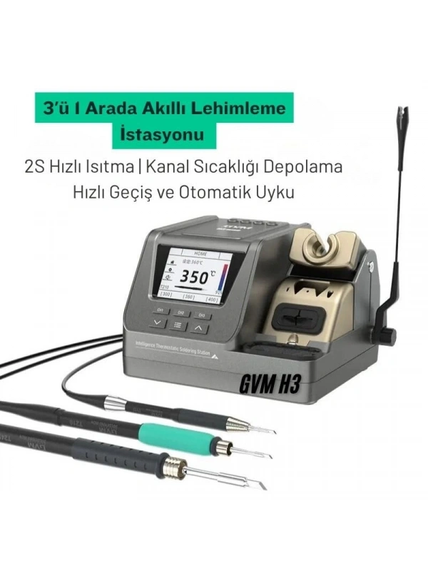 Gvm H3 Akıllı Lehim İstasyonu Havya 3 Kollu