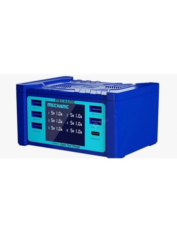 Mechanic 5 Port USB 1 Port Type-C Voltaj Ölçme Şarj İstasyonu 55W