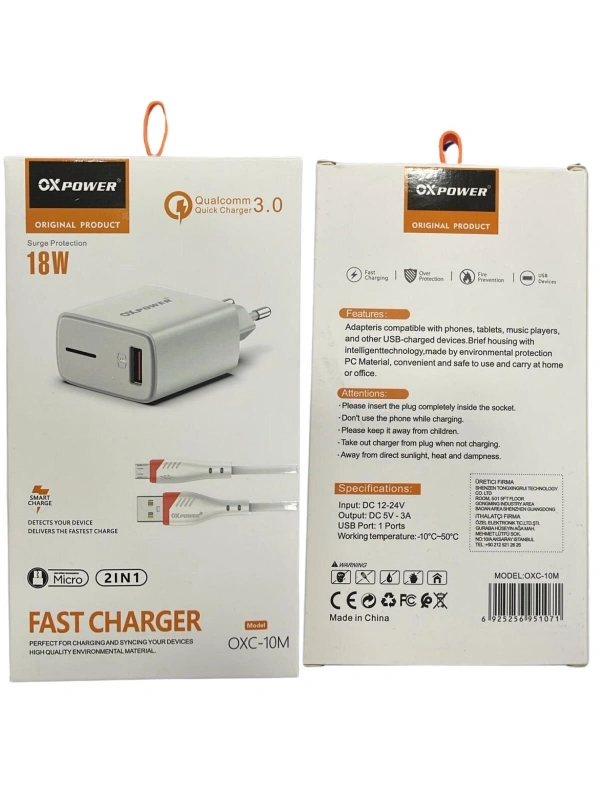 Oxpower OXC-10M Usb Giriş Başlık + Micro Usb Kablo Şarj Seti