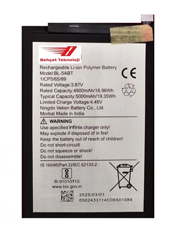 Tecno Spark 30C 4G KL5n Batarya Pil