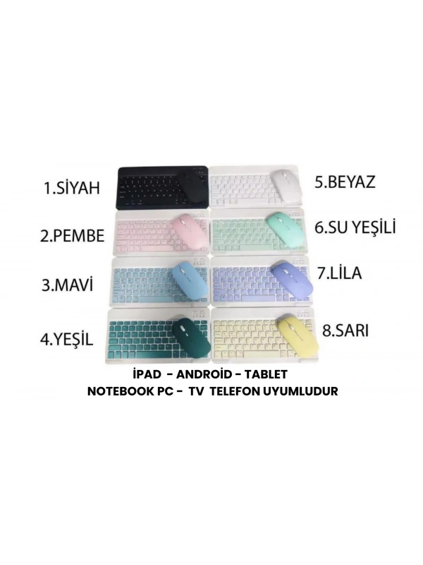 Tüm Cihazlara Uyumlu Kablosuz Bluetooth Klavye + Mause