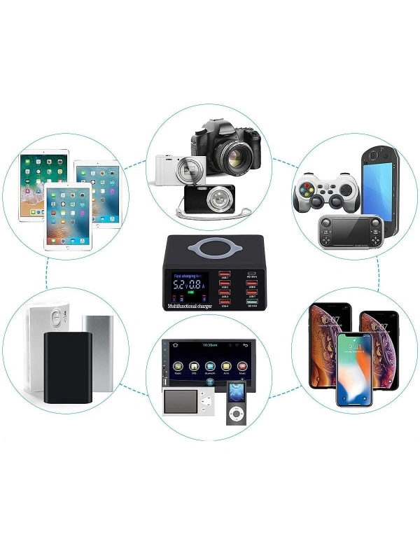 WLX-X9 Type-C 18W 8 Ports USB Fast Wireless Charger