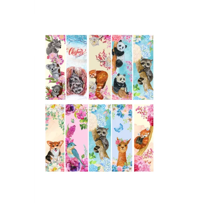 10lu Ayraç Seti 05-Hayvan Temalı Kitap Ayracı- Kitap Ayracı 10 Adet