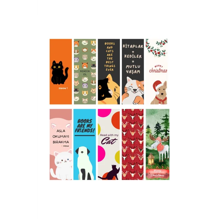 10lu Ayraç Seti 06-sevimli Dostlarımız Temalı Kitap Ayracı- Kitap Ayracı 10 Adet