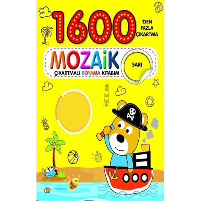 1600 Mozaik Çıkartmalı Boyama Kitabım Sarı Kitap