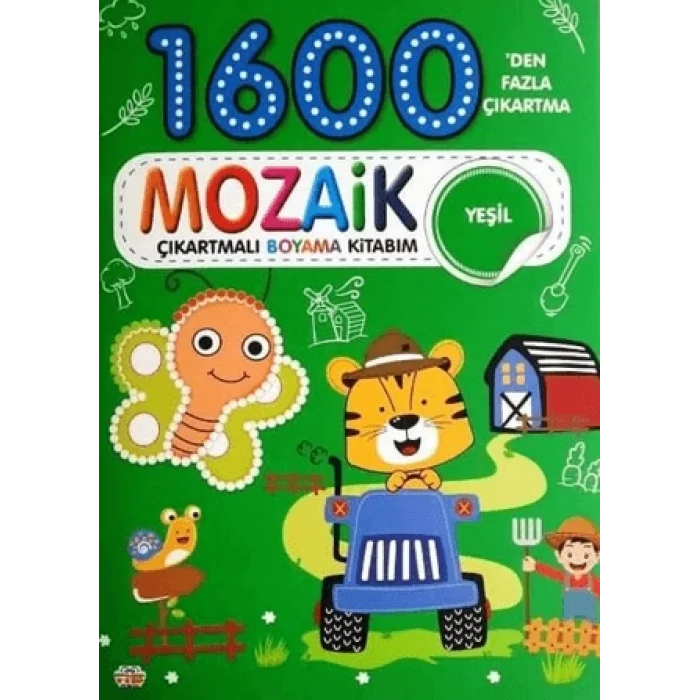 1600 Mozaik Çıkartmalı Boyama Kitabım Yeşil Kitap