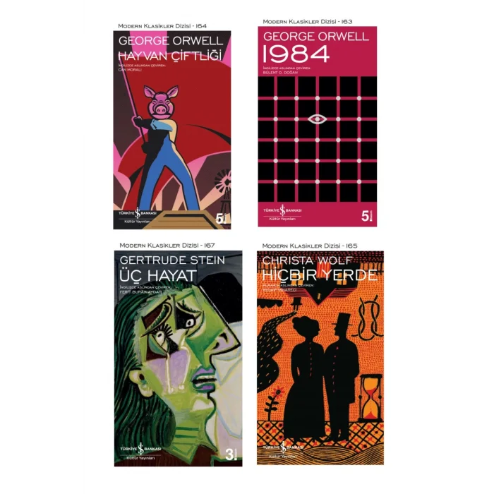 1984 + Hayvan Çiftliği + Üç Hayat + Hiçbir Yerde- 4 Kitap Set - Iş Bankası Özel Set 1984 Kitabı