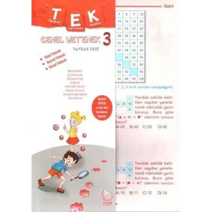 3. Sınıf Genel Yetenek Tek Yaprak Test