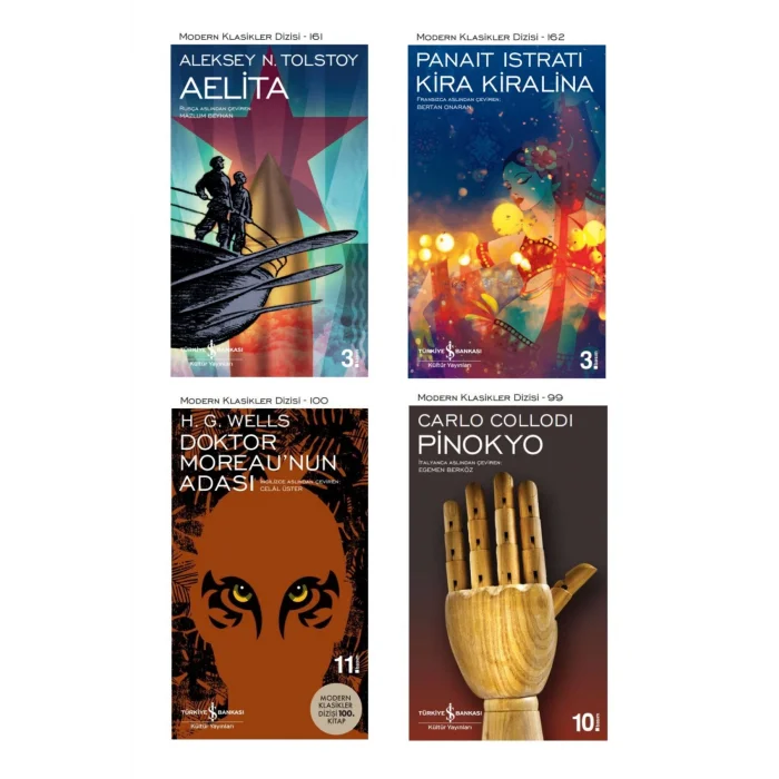 Aelita + Kira Kiralina + Doktor Moreaunun Adası + Pinokyo- 4 Kitap Set - Iş Bankası Özel Set