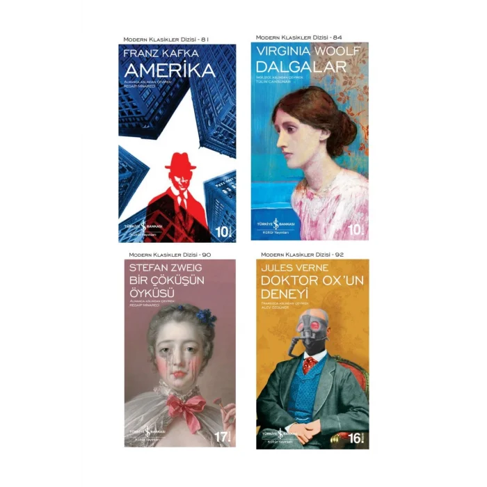 Amerika + Dalgalar + Bir Çöküşün Öyküsü + Doktor Oxun Deneyi- 4 Kitap Set - Iş Bankası Özel Set
