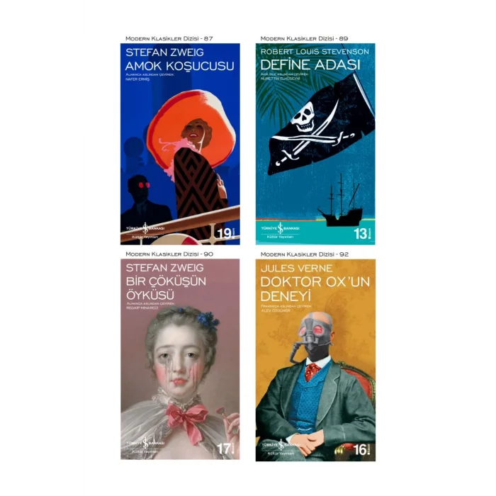 Amok Koşucusu + Define Adası + Doktor Oxun Deneyi + Bir Çöküşün Öyküsü- 4 Kitap Set