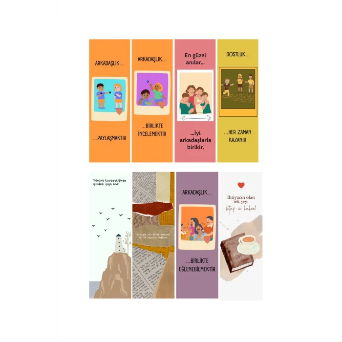 Arkadaşlık  8li Ayraç Seti 02- Arkadaşlık  Hediyelik Kitap Ayracı 8 adet!