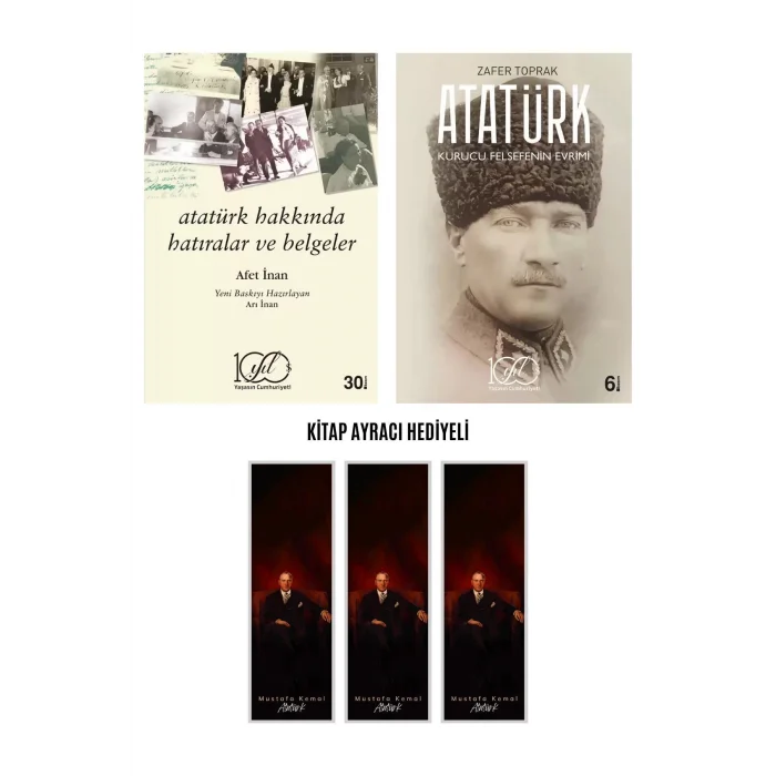 Atatürk Hakkında Hatıralar Ve Belgeler - Atatürk Kurucu Felsefe - Kitap Ayracı Hediyeli Set