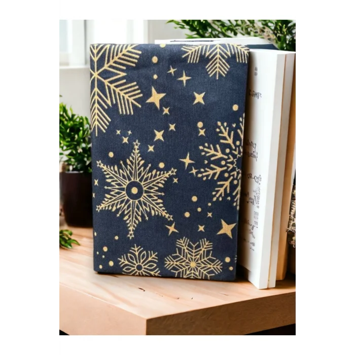 Ayarlanabilir Kitap Kılıfı - Gece & Kar Desenli Kitap Koruyucu Kılıf - Su Geçirmez Yıkanabilir Kumaş