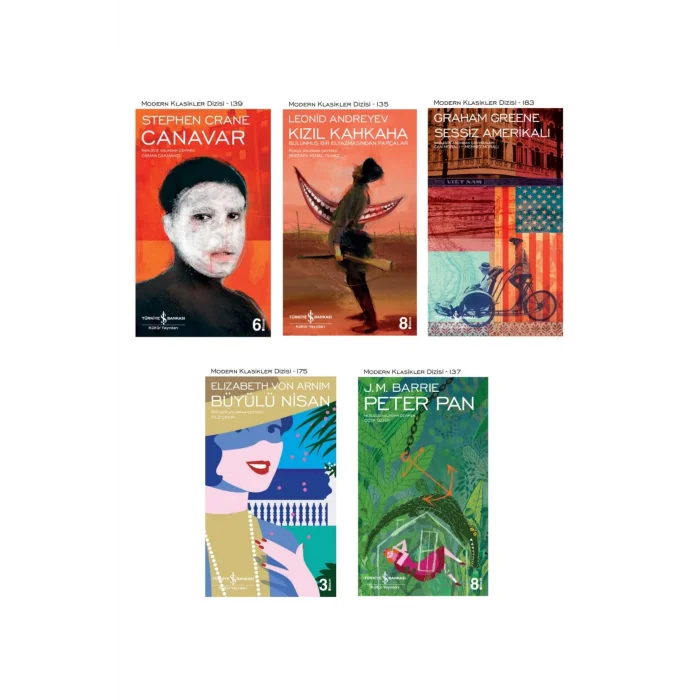 Canavar + Kızıl Kahkaha + Sessiz Amerikalı + Peter Pan + Büyülü Nisan- 5 Kitap Set