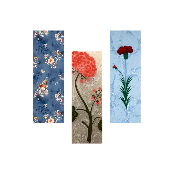 Çiçek Seti Kitap Ayraçları Hediyelik Ayraç - Çiçek Seti 3lü Ayraç Seti