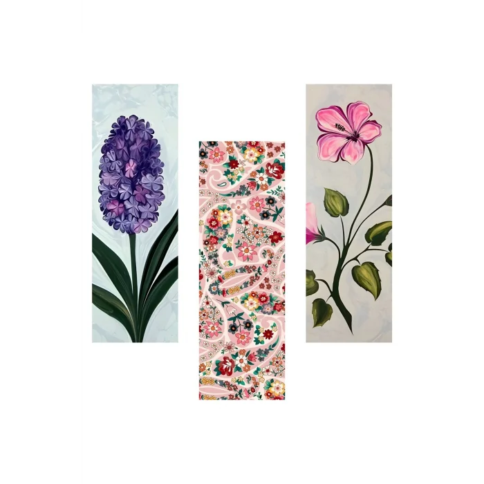 Çiçek Seti Kitap Ayraçları Hediyelik Ayraç - Çiçek Seti 3lü Ayraç Seti