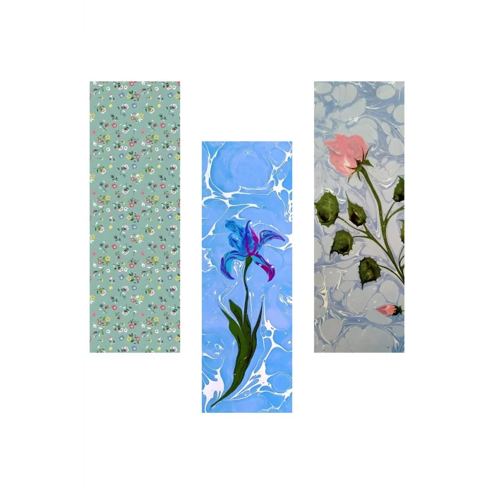 Çiçek Seti Kitap Ayraçları Hediyelik Ayraç - Çiçek Seti 3lü Ayraç Seti