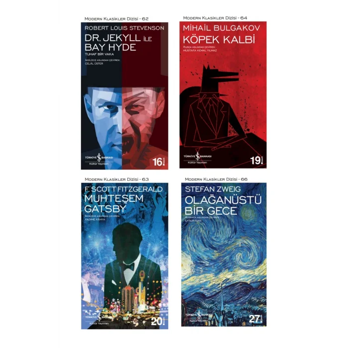 Dr. Jekyll Ile Bay Hyde + Köpek Kalbi + Muhteşem Gatsby + Olağanüstü Bir Gece- 4 Kitap Set