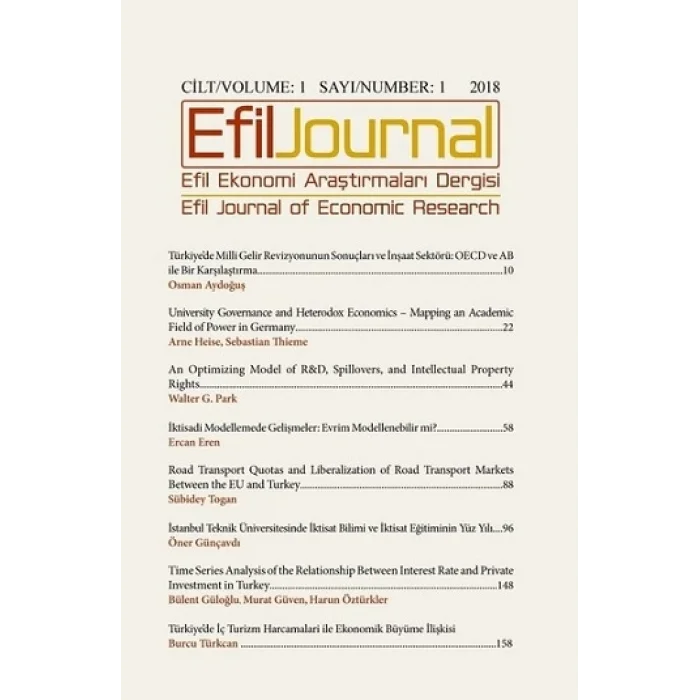 Efil Ekonomi Araştırma Dergisi Cilt 1  Sayı 1
