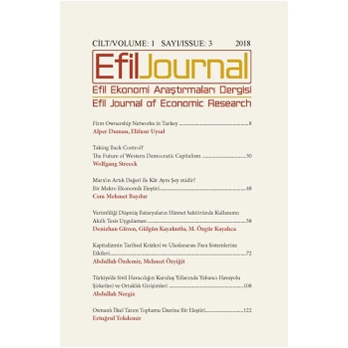 Efil Ekonomi Araştırmaları Dergisi; Cilt: 1 Sayı 3