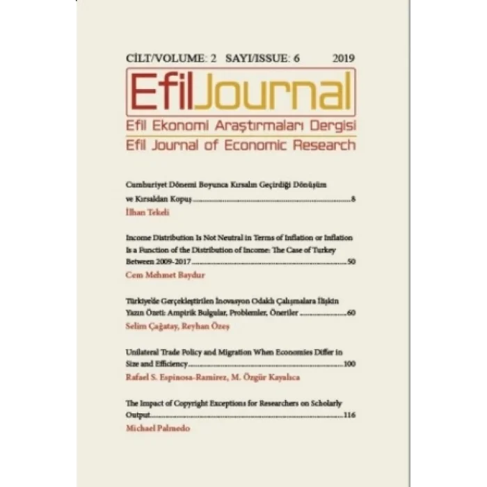 Efil Ekonomi Araştırmaları Dergisi Cilt: 2 Sayı : 6