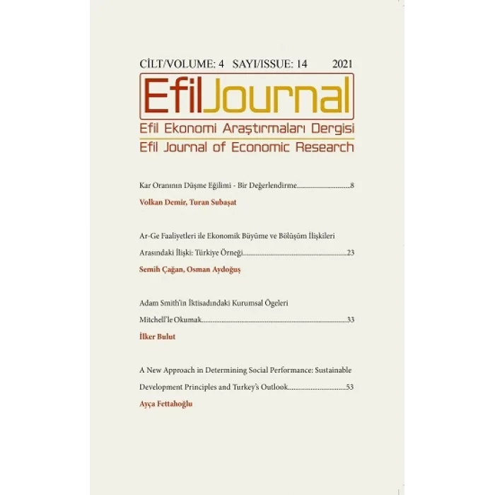 Efil Ekonomi Araştırmaları Dergisi Cilt 4 Sayı 14