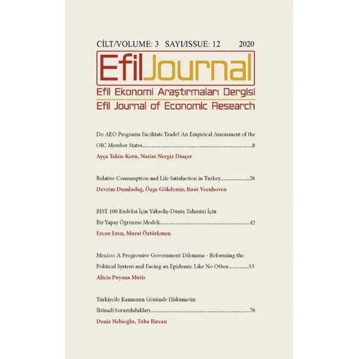 Ekonomi Araştırmaları Dergisi; Cilt: 3 Sayı: 12